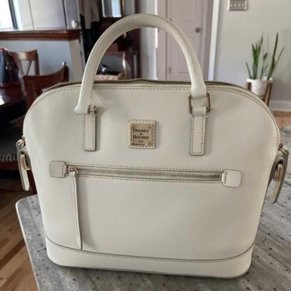 Dooney and Bourke Saffiano Satchel in Off White
